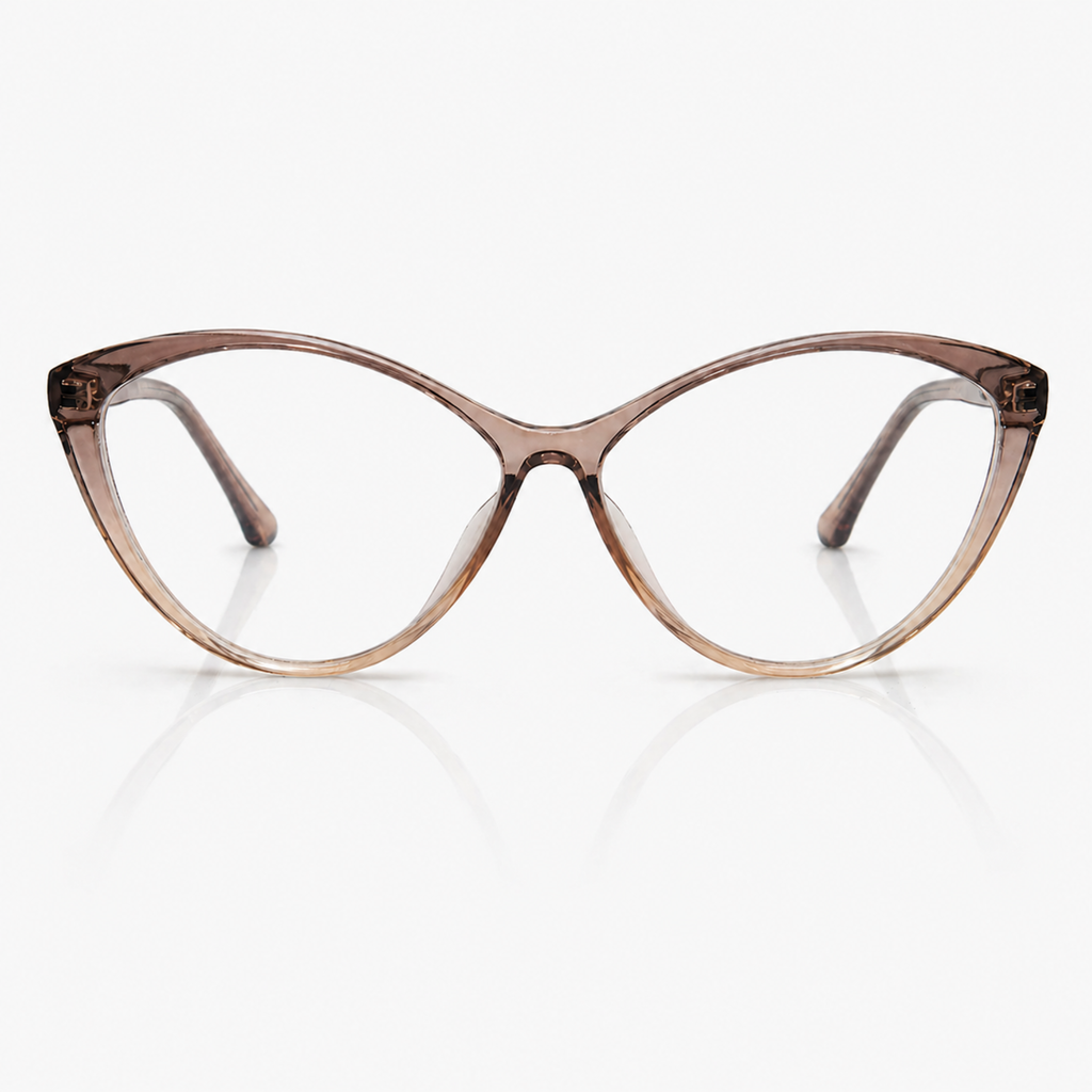 Large Cateye Transparent Brown Fashion Eyeglasses – Women