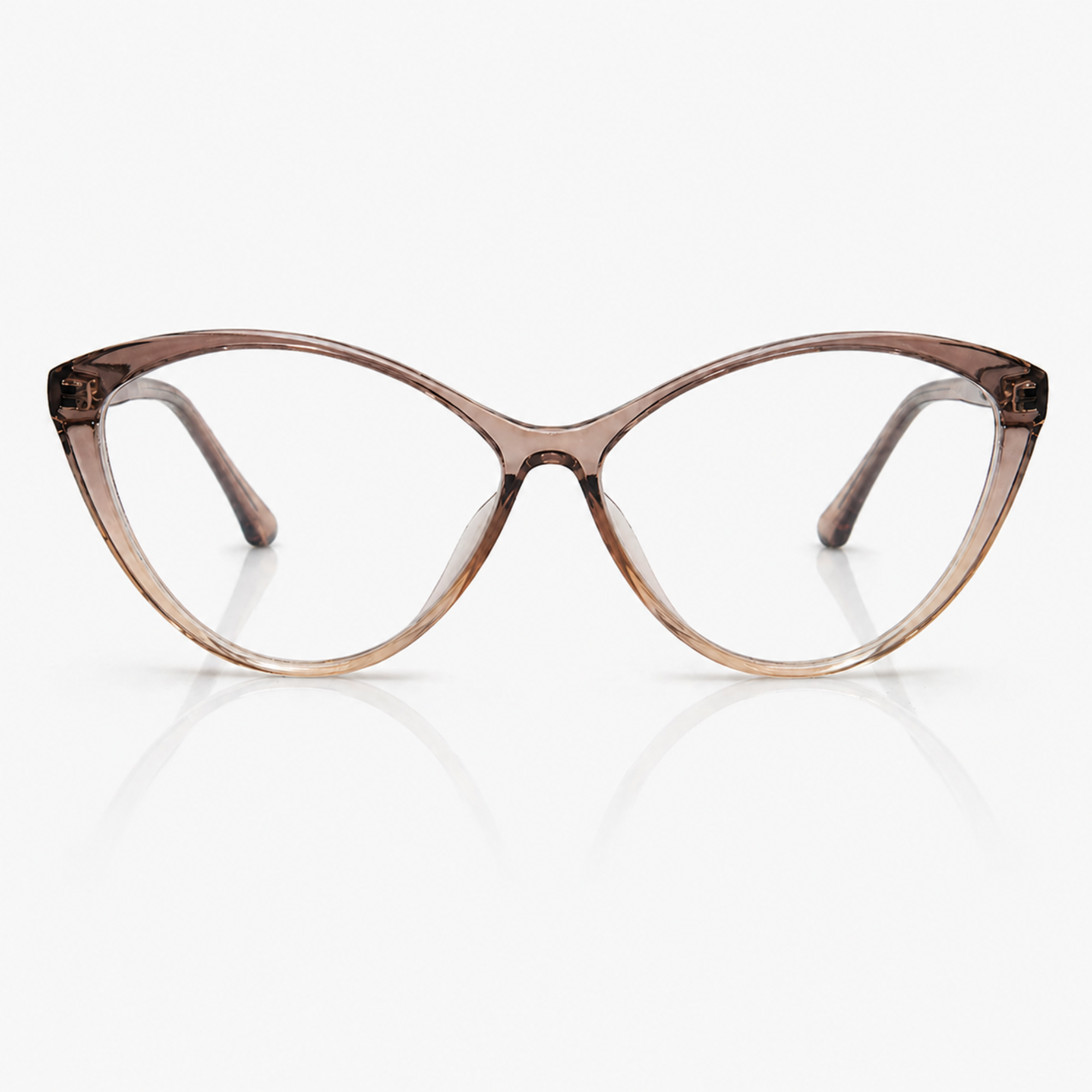 Large Cateye Transparent Brown Fashion Eyeglasses – Women