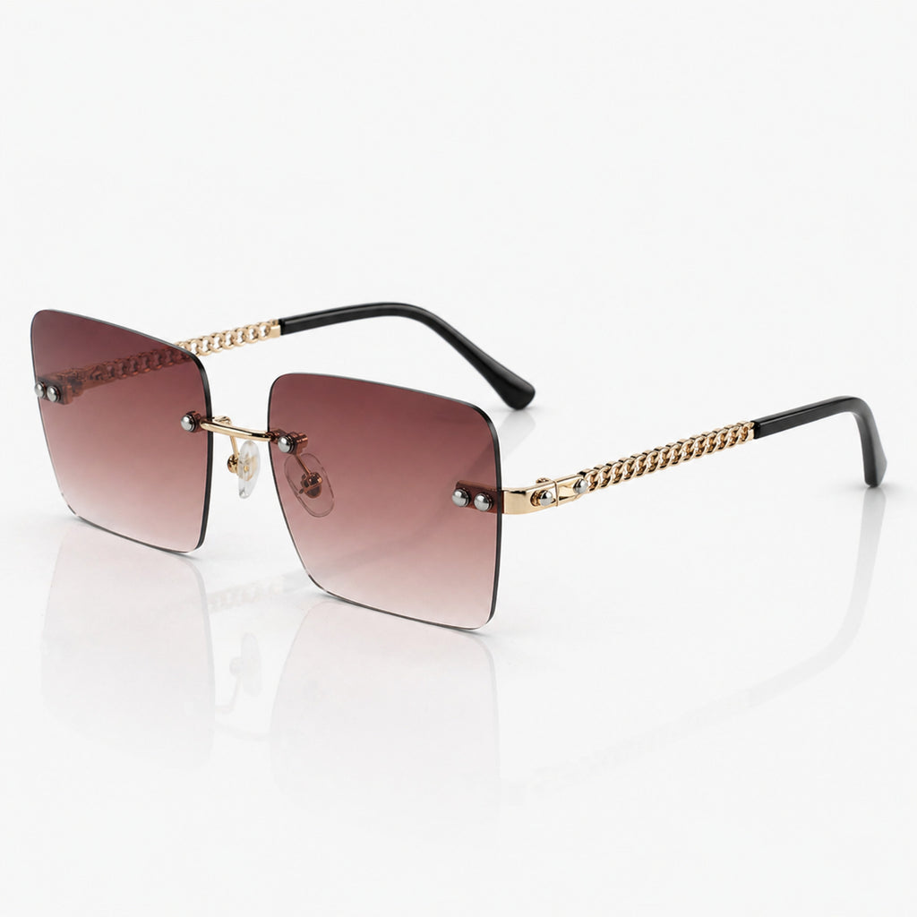 Square Rimless Sunglasses for Men – Vintage UV400 Gradient Shades