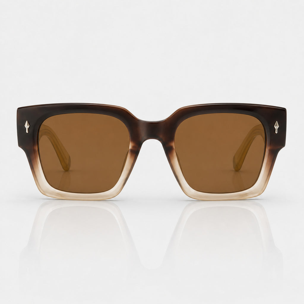 Retro Square Brown Gradient Sunglasses – Unisex UV400 Shades