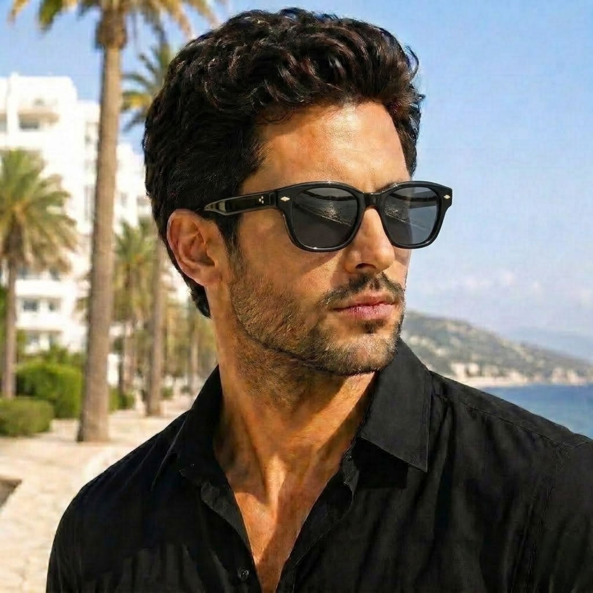 Round Cat Eye Polarized Black Sunglasses – Unisex