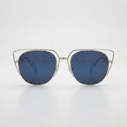 Aspen Mirrored Blue Lens Metal Cateye Sunglasses – Unisex