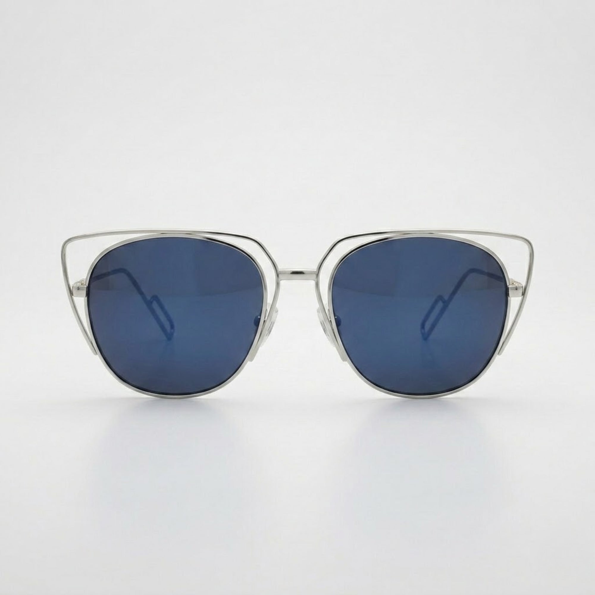 Aspen Mirrored Blue Lens Metal Cateye Sunglasses – Unisex