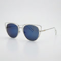Aspen Mirrored Blue Lens Metal Cateye Sunglasses – Unisex