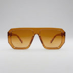 Retro Square Aviator Amber Transparent Sunglasses – Unisex