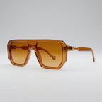 Retro Square Aviator Amber Transparent Sunglasses – Unisex