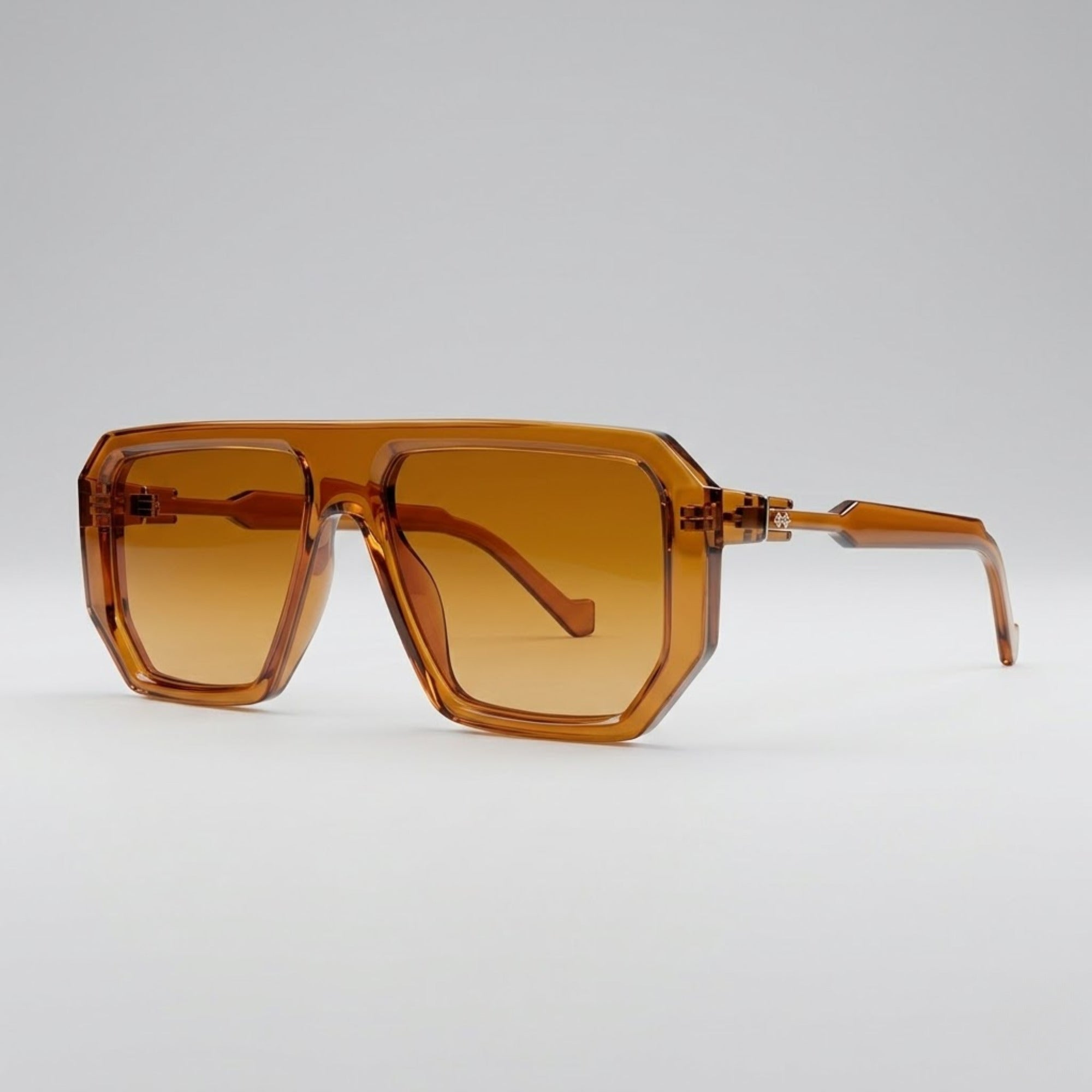Retro Square Aviator Amber Transparent Sunglasses – Unisex