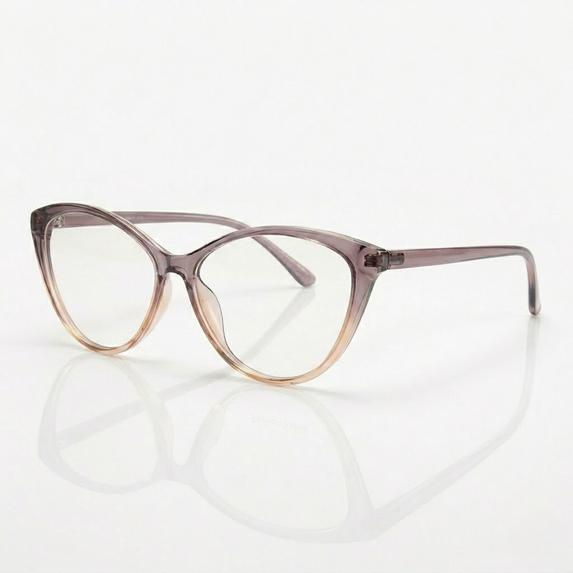 Large Cateye Transparent Brown Fashion Eyeglasses – Women