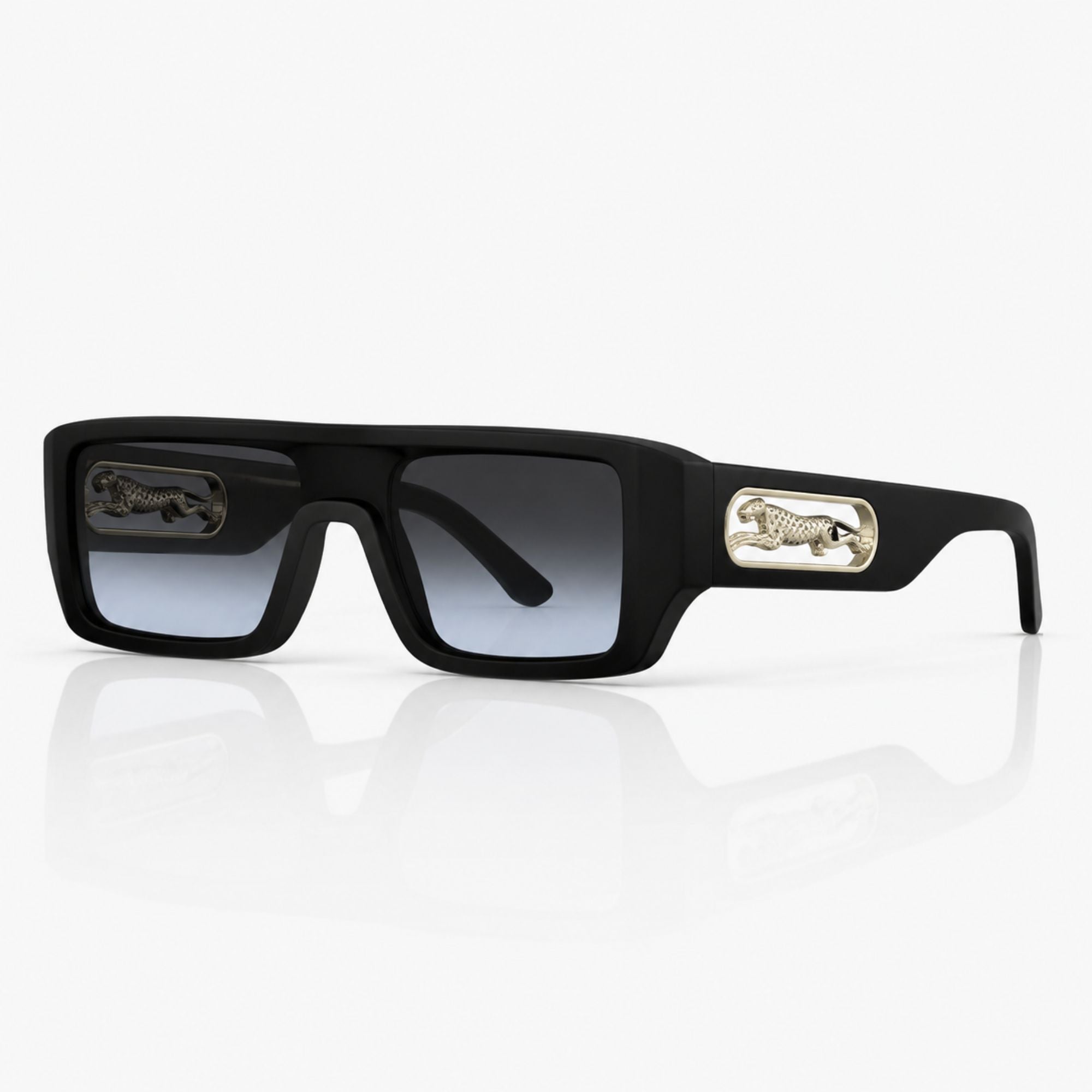 Wide Rectangle Black Gradient Jaguar Arms Sunglasses – Unisex