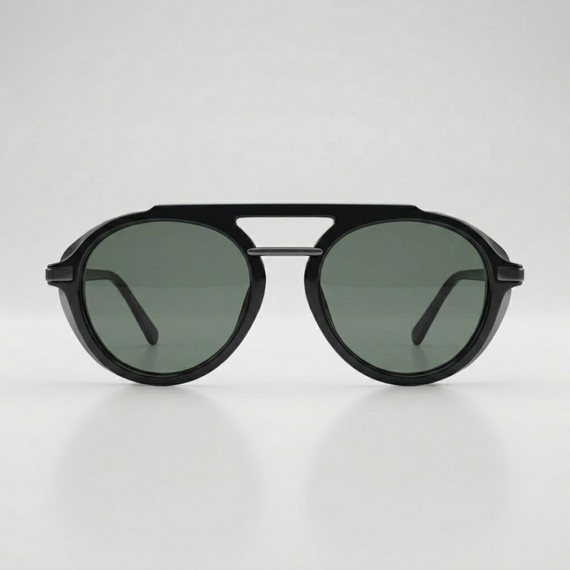 Retro Steampunk Round Black Double Bridge Sunglasses – Unisex