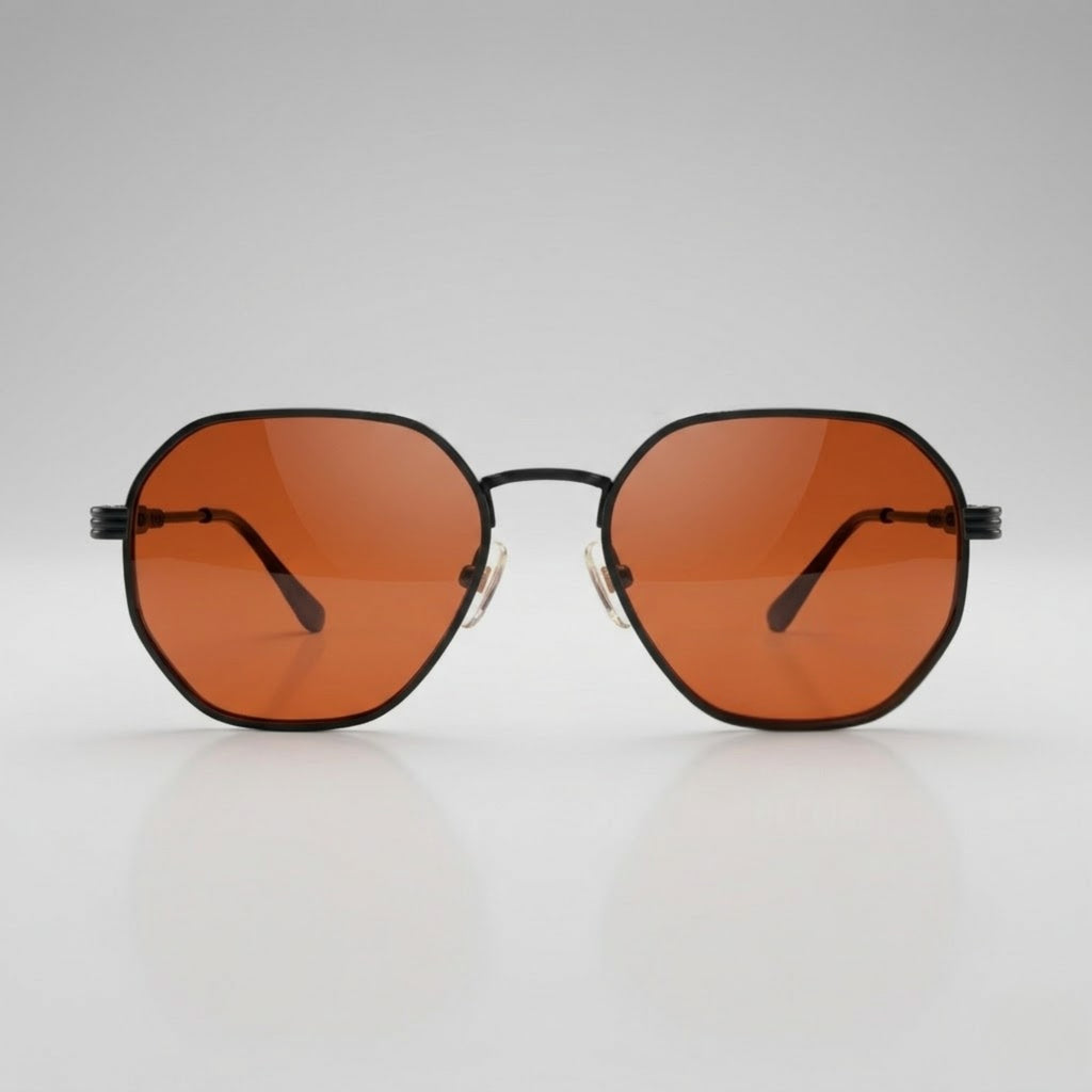 Retro Orange Tinted Polarized Black Metal Sunglasses – Unisex