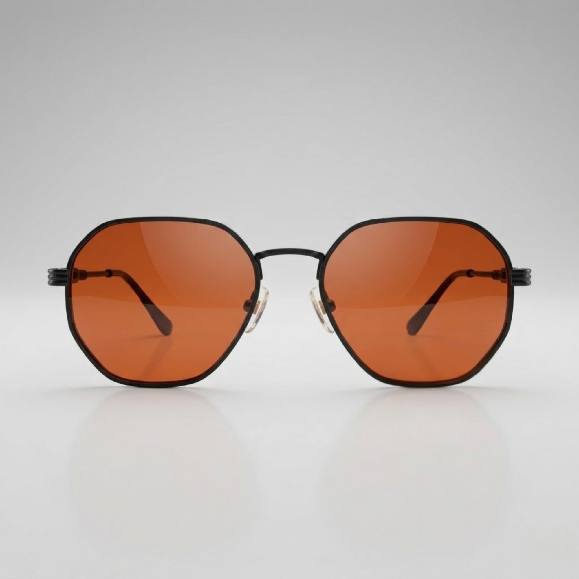 Retro Orange Tinted Polarized Black Metal Sunglasses – Unisex