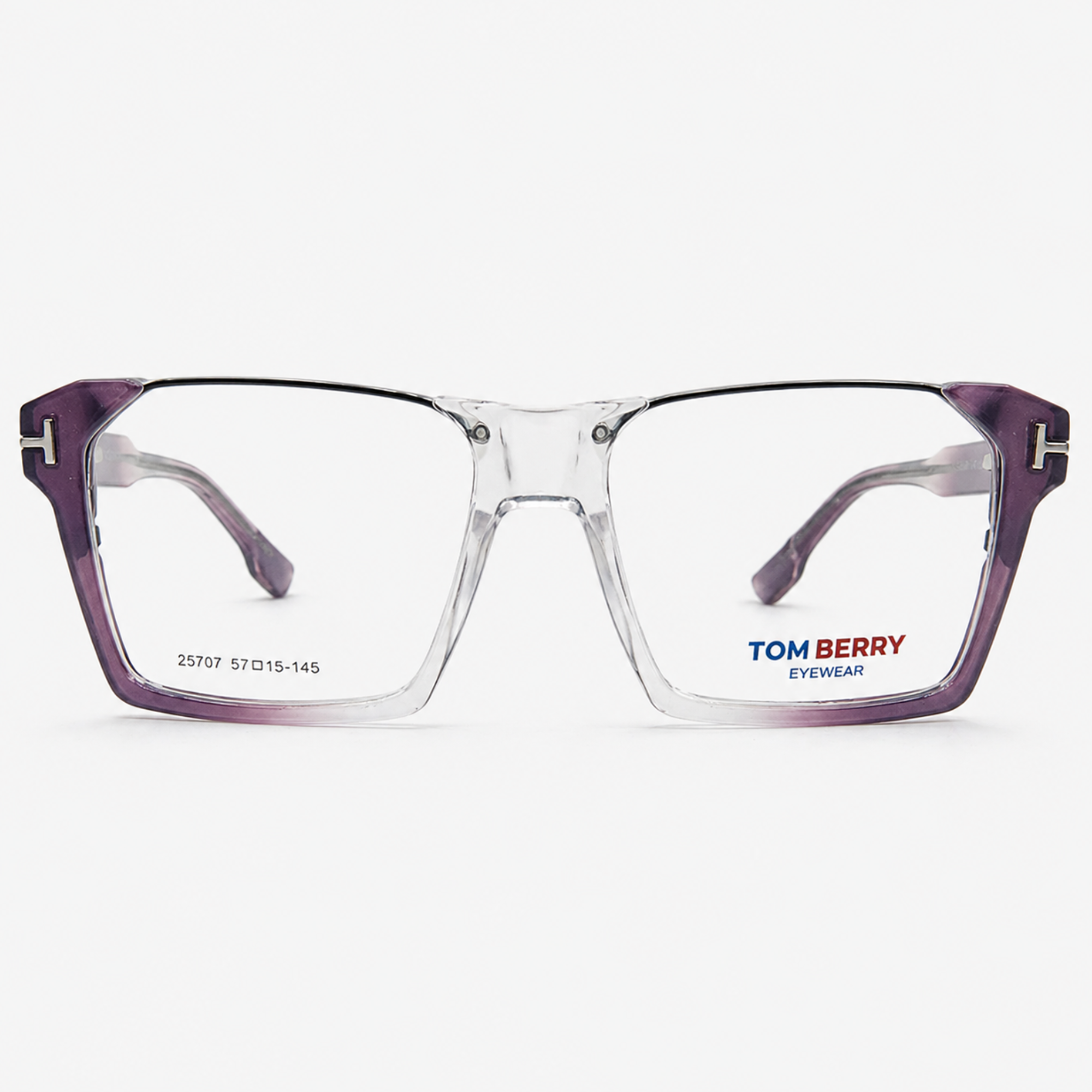 Transparent Purple Rectangle Eyeglasses – Unisex