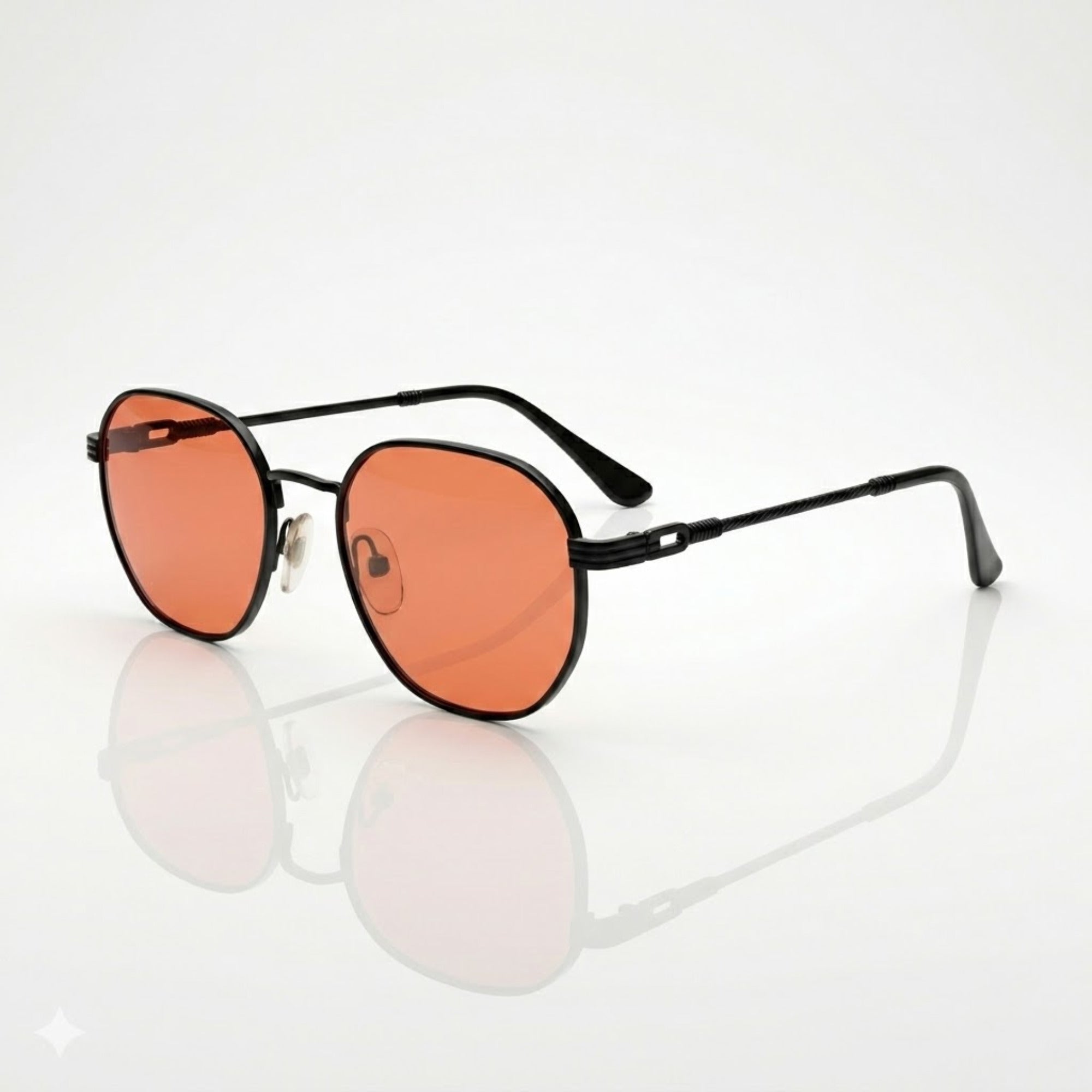 Retro Orange Tinted Polarized Black Metal Sunglasses – Unisex