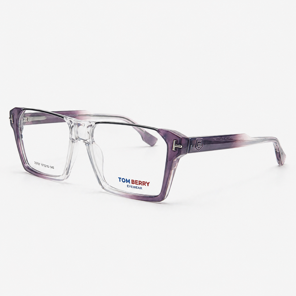 Transparent Purple Rectangle Eyeglasses – Unisex