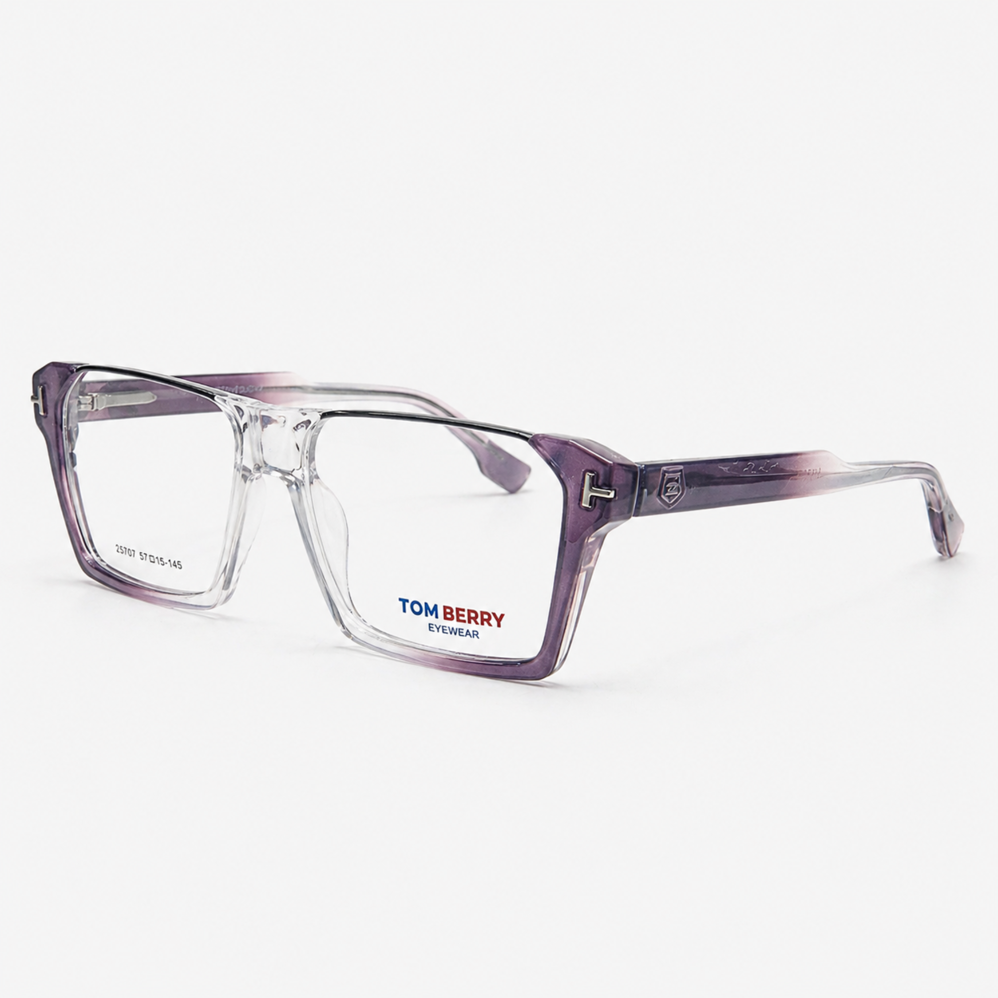 Transparent Purple Rectangle Eyeglasses – Unisex