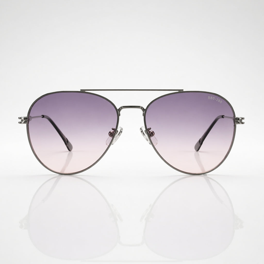 Aviator Purple Gradient Gunmetal Metal Sunglasses – Unisex
