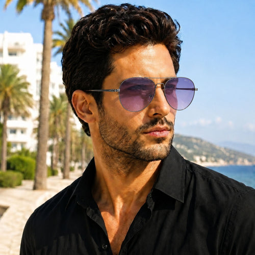 Aviator Purple Gradient Gunmetal Metal Sunglasses – Unisex