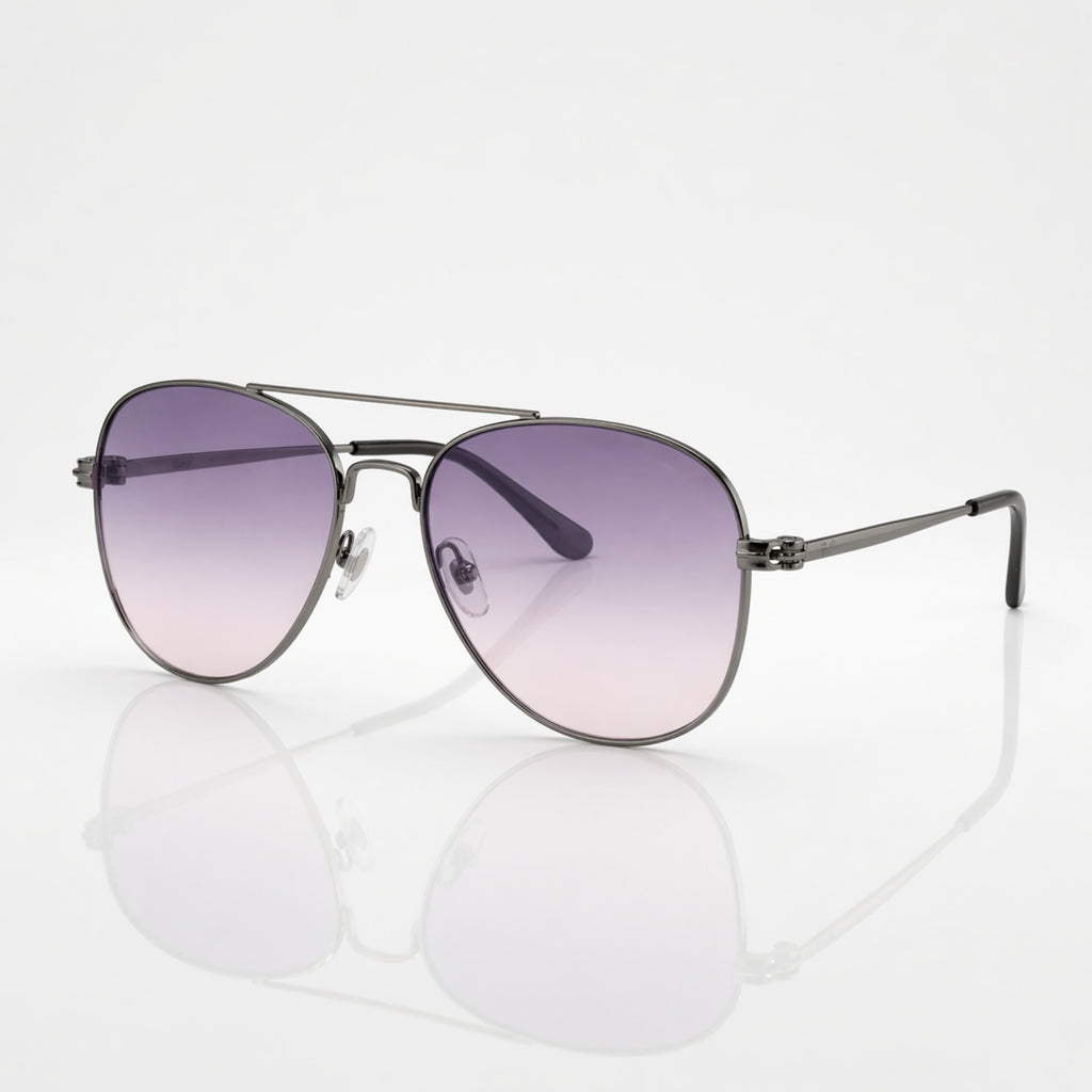 Aviator Purple Gradient Gunmetal Metal Sunglasses – Unisex