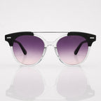 Round Gradient Purple Twin Bridge Black Transparent Sunglasses – Unisex