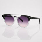 Round Gradient Purple Twin Bridge Black Transparent Sunglasses – Unisex