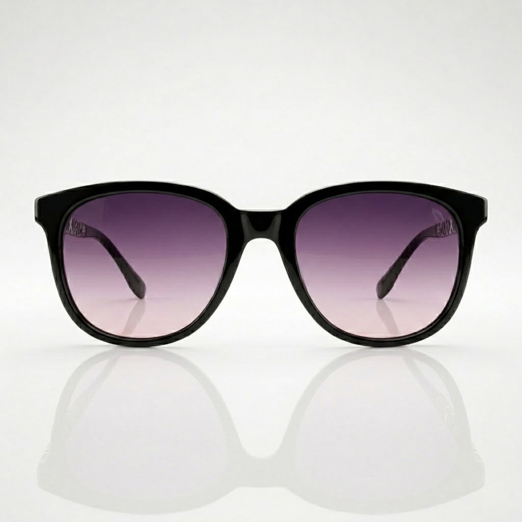 Oversized Round Purple Gradient Black Polarized Sunglasses – Women