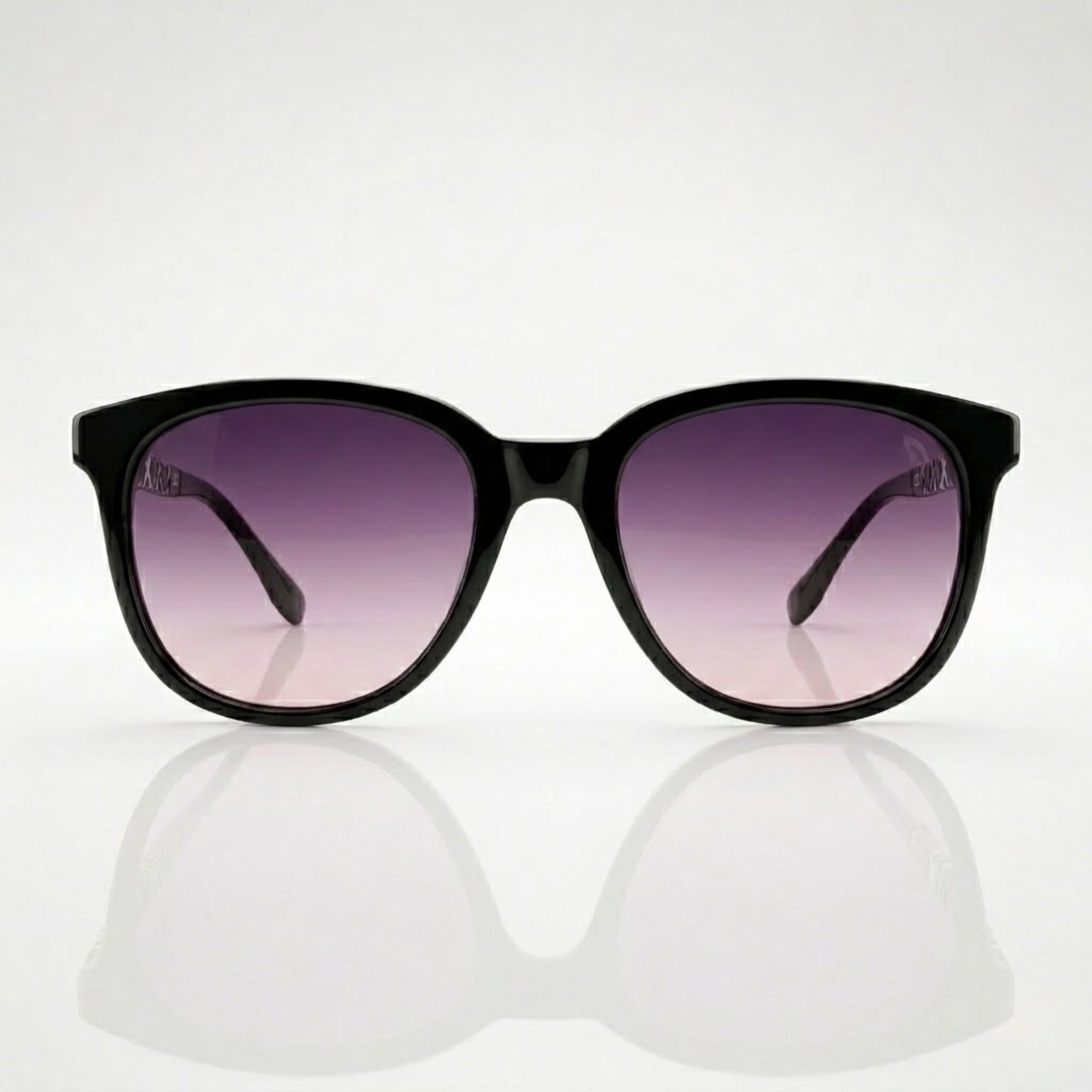 Oversized Round Purple Gradient Black Polarized Sunglasses – Women