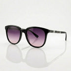 Oversized Round Purple Gradient Black Polarized Sunglasses – Women
