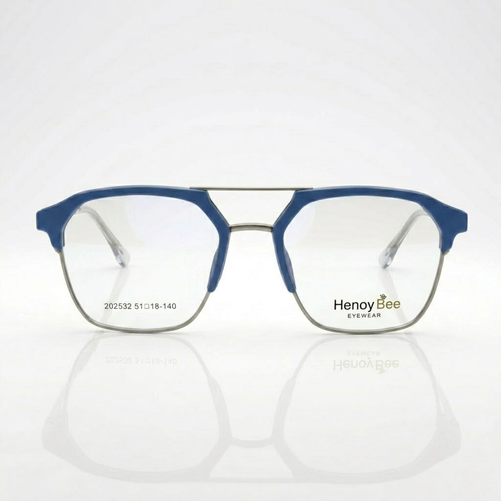 Modern Blue Geometric Eyeglasses – Unisex