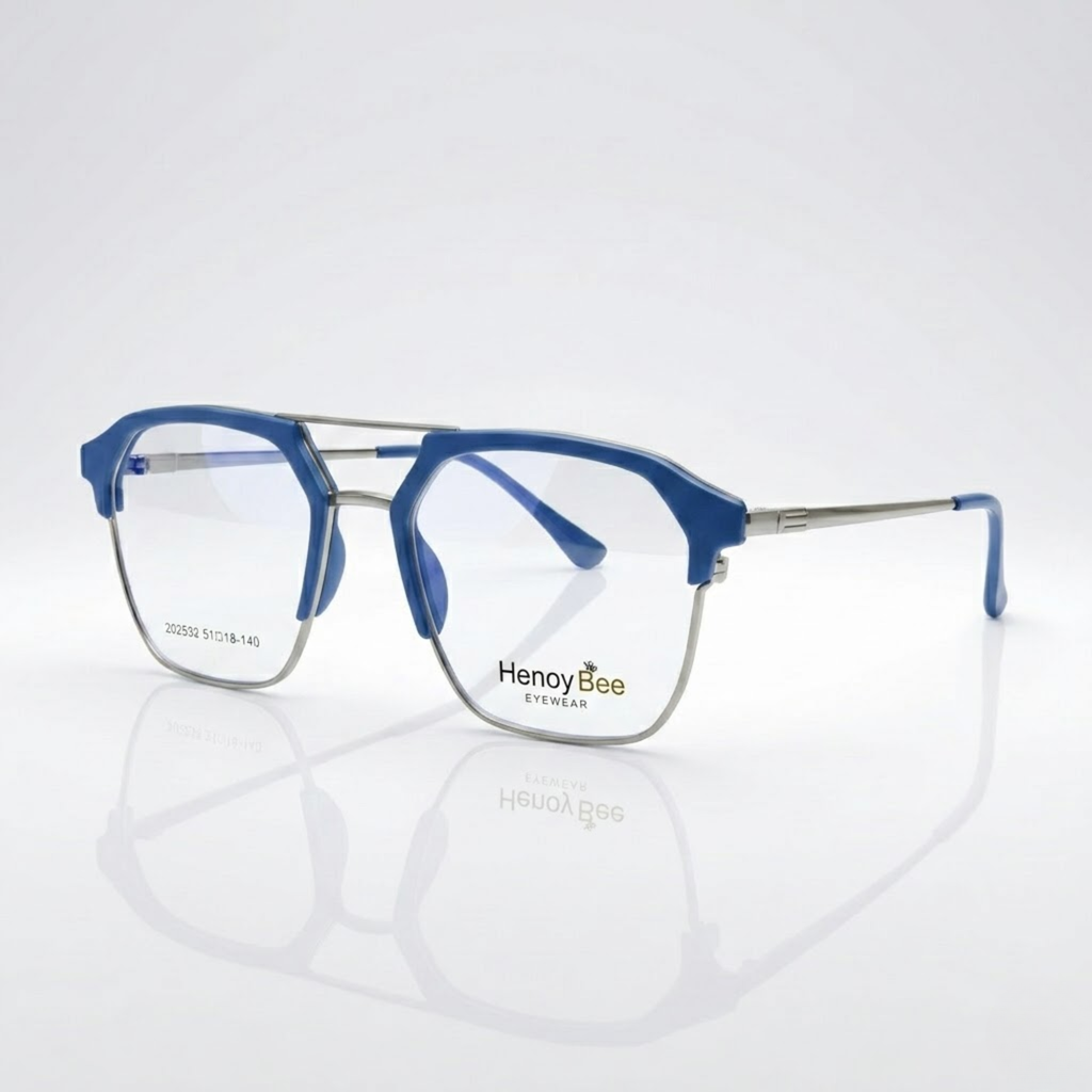 Modern Blue Geometric Eyeglasses – Unisex