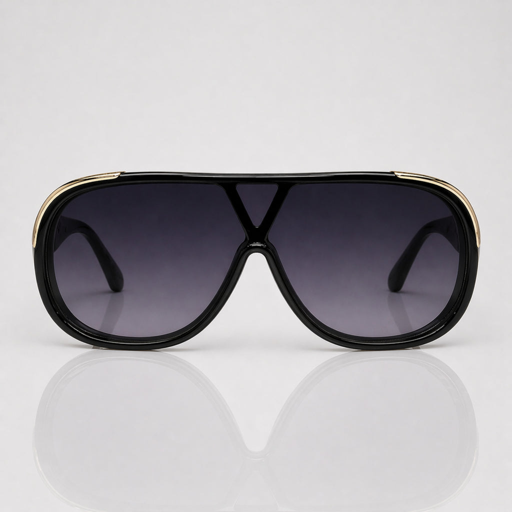 Oversized Gradient Black Flat Top Sunglasses – Unisex