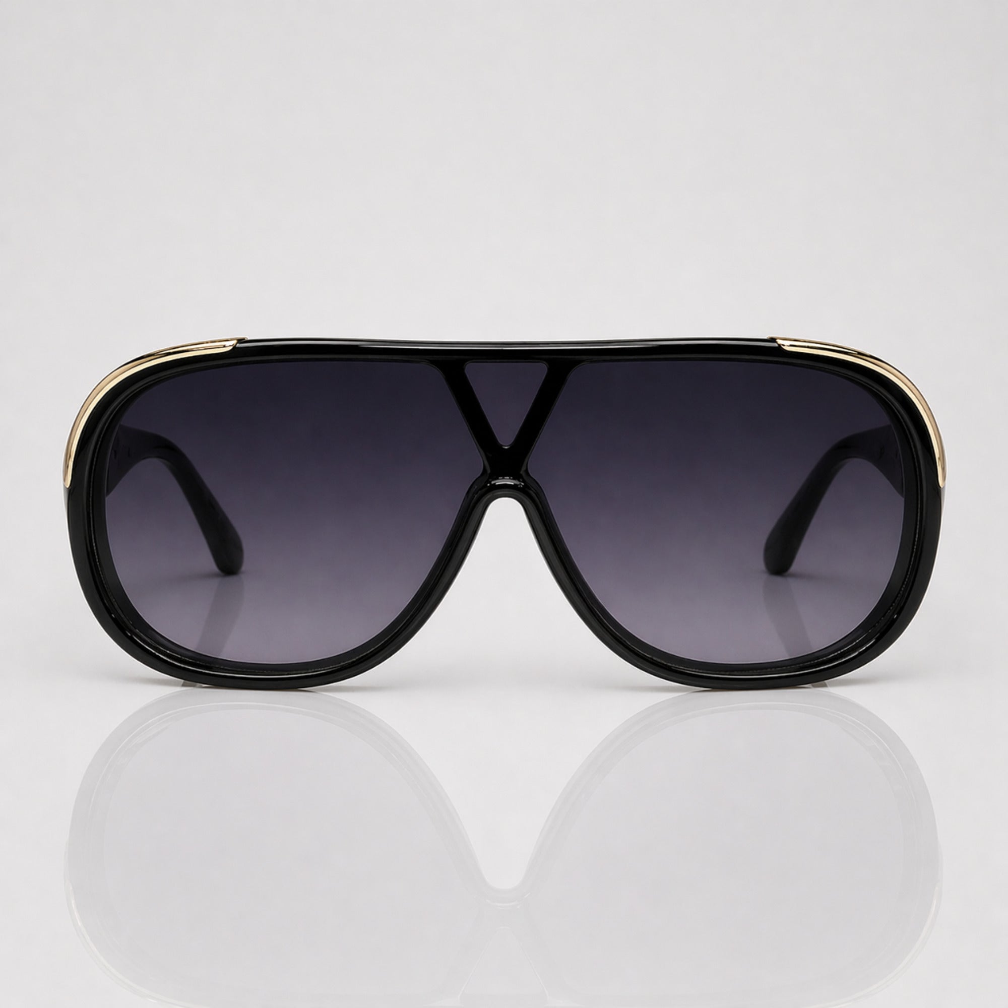 Oversized Gradient Black Flat Top Sunglasses – Unisex