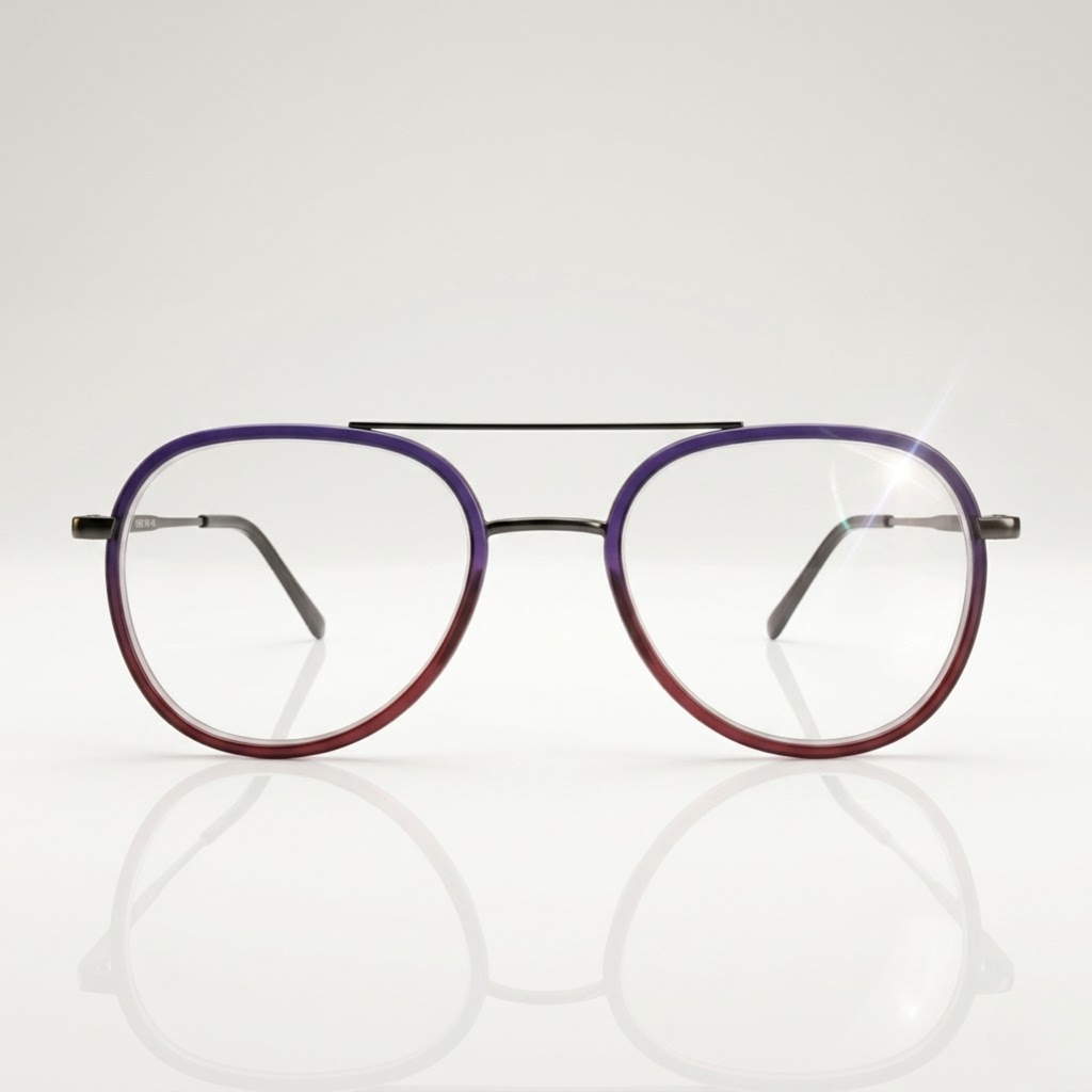 Dual Color Round Aviator Eyeglasses – Unisex