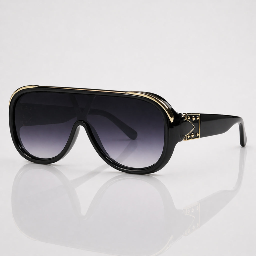 Oversized Gradient Black Flat Top Sunglasses – Unisex