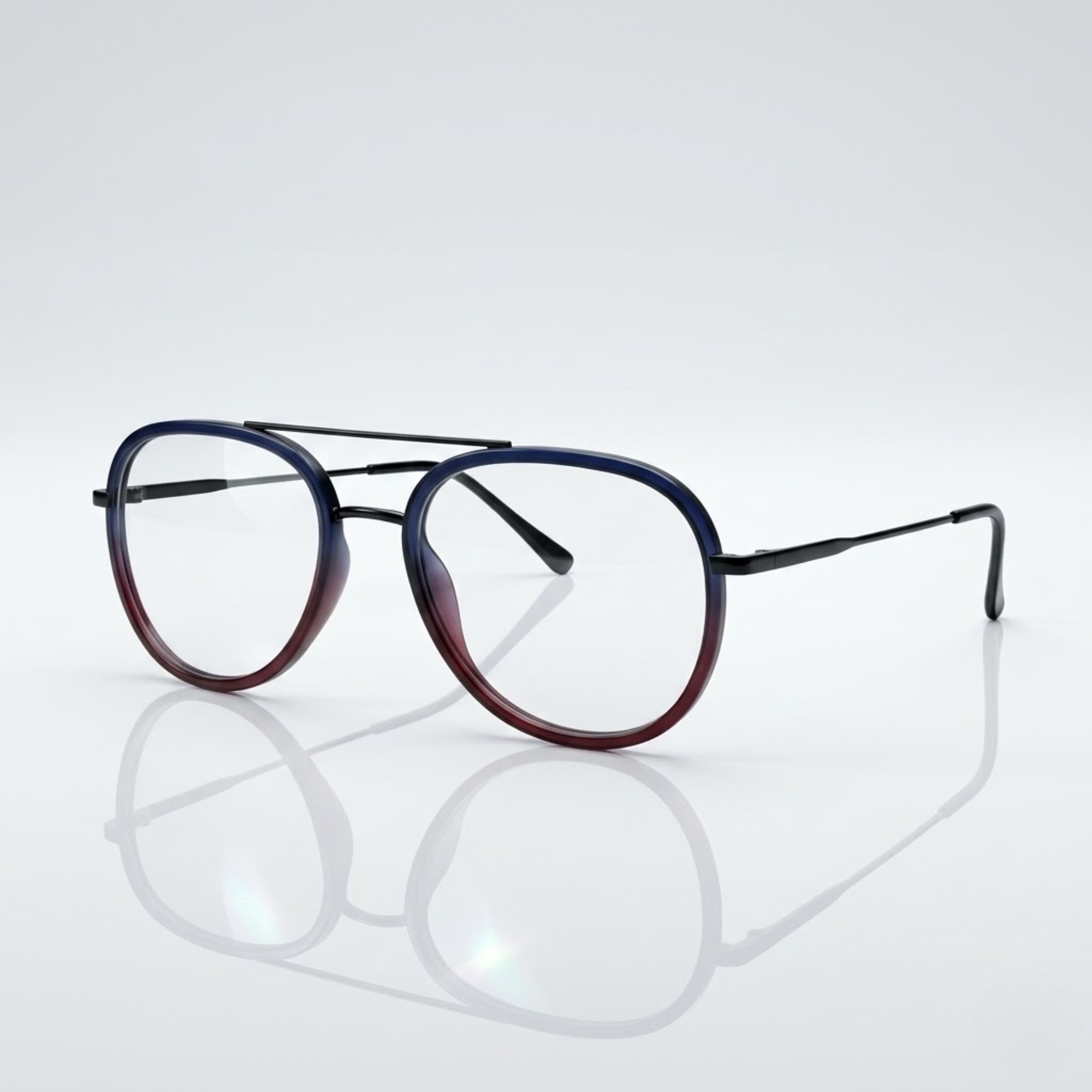 Dual Color Round Aviator Eyeglasses – Unisex