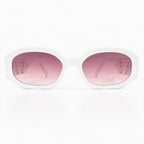 Vintage Oval Deep White Frame Sunglasses – Women