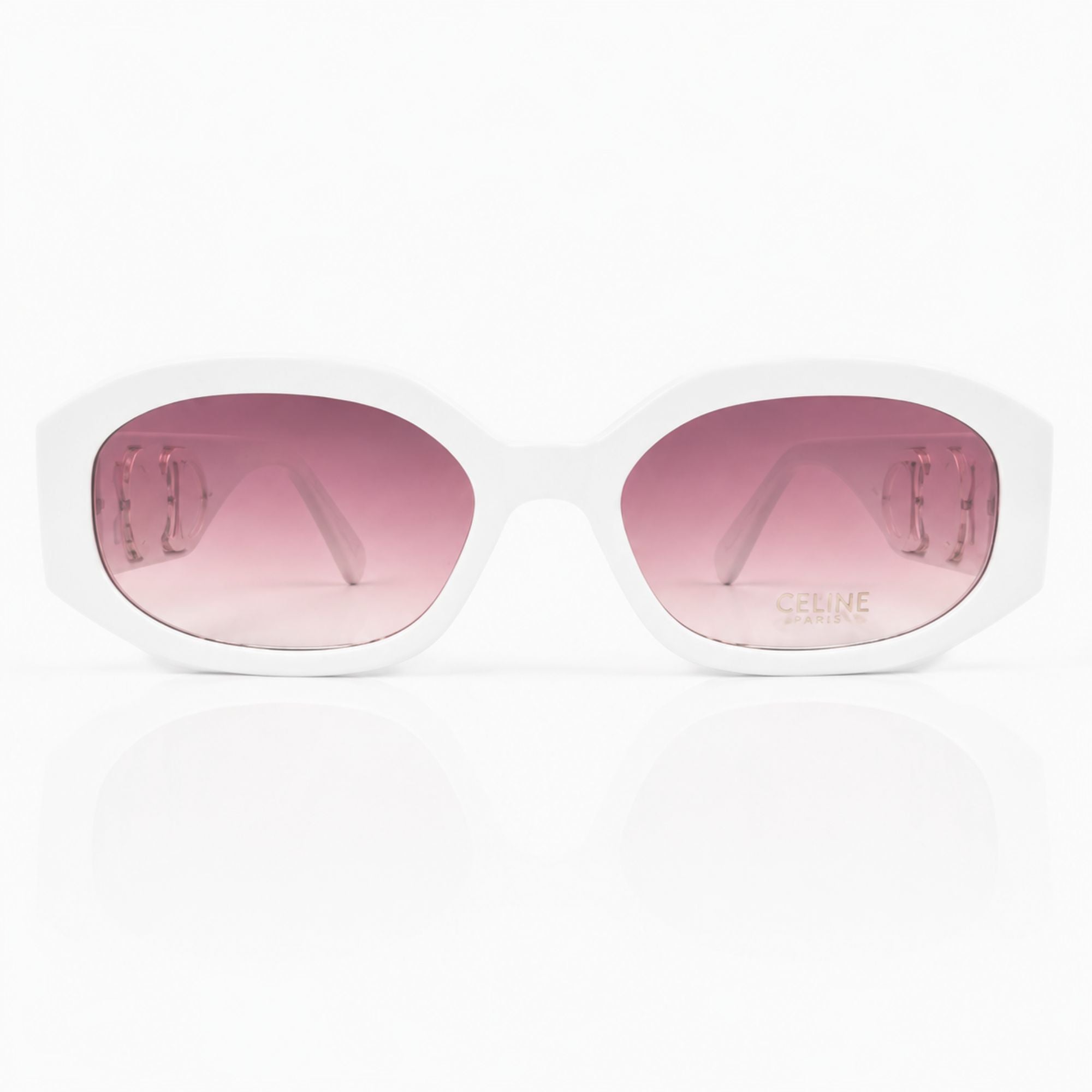 Vintage Oval Deep White Frame Sunglasses – Women