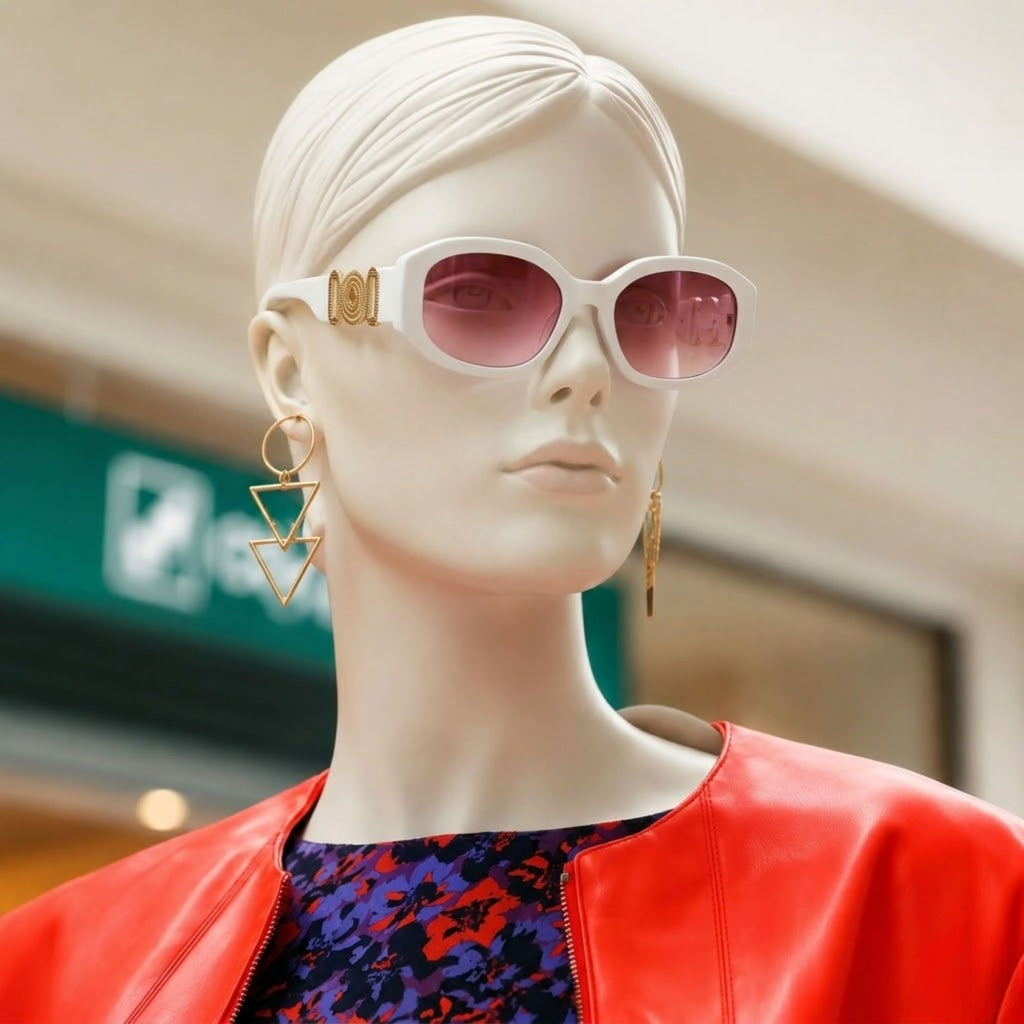 Vintage Oval Deep White Frame Sunglasses – Women