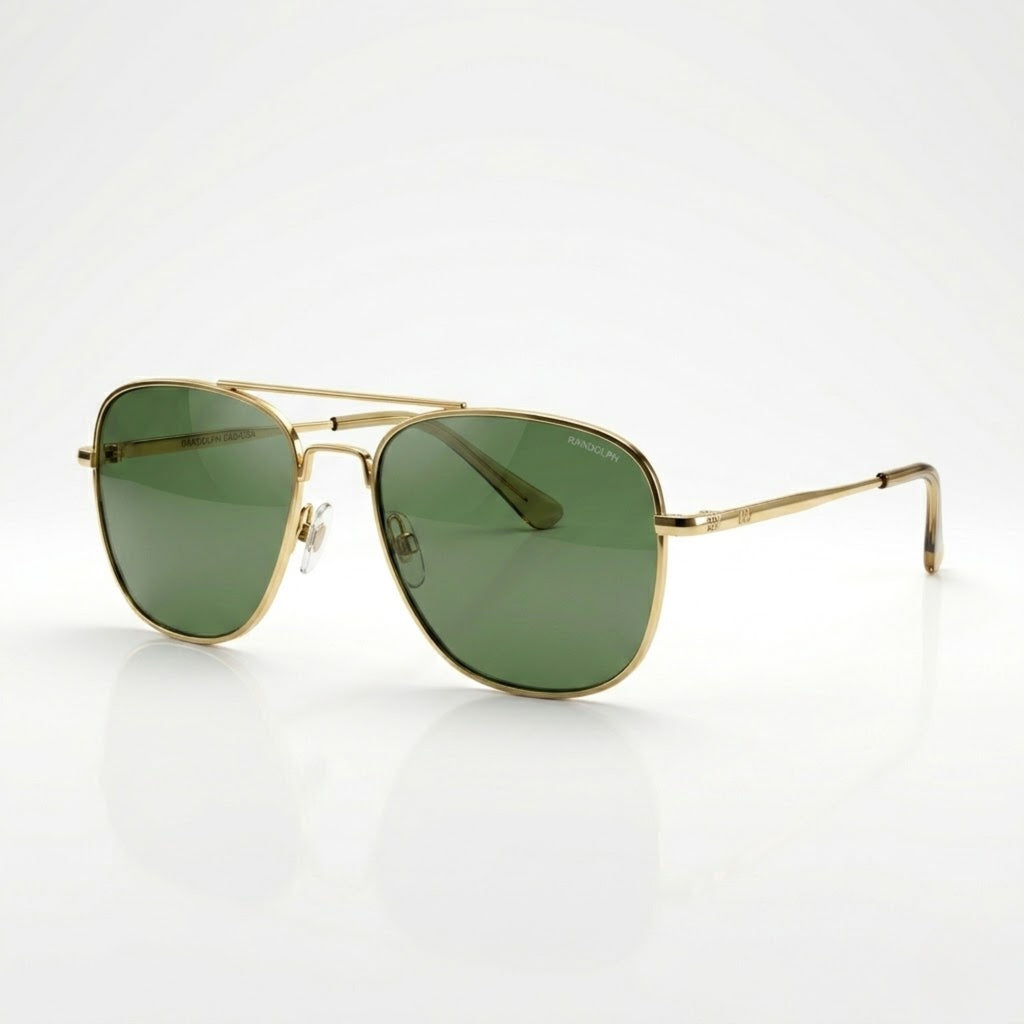 American Optical AO Pilot Sunglasses Gold Green | Military Aviator Style