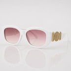 Vintage Oval Deep White Frame Sunglasses – Women