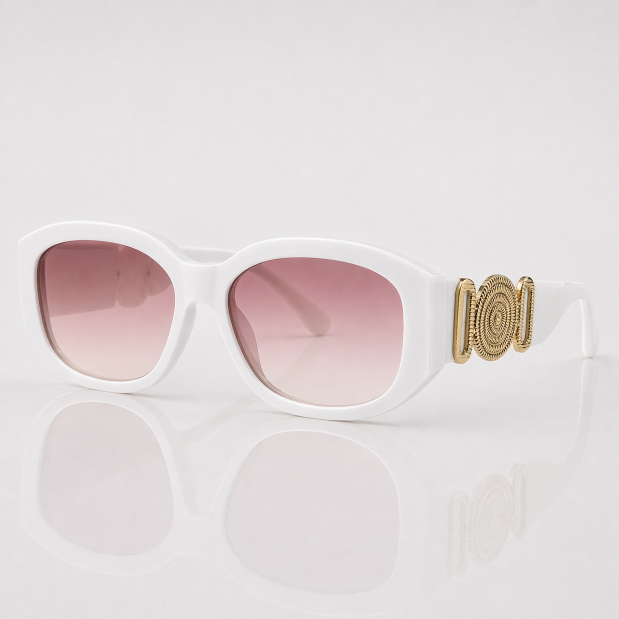 Vintage Oval Deep White Frame Sunglasses – Women