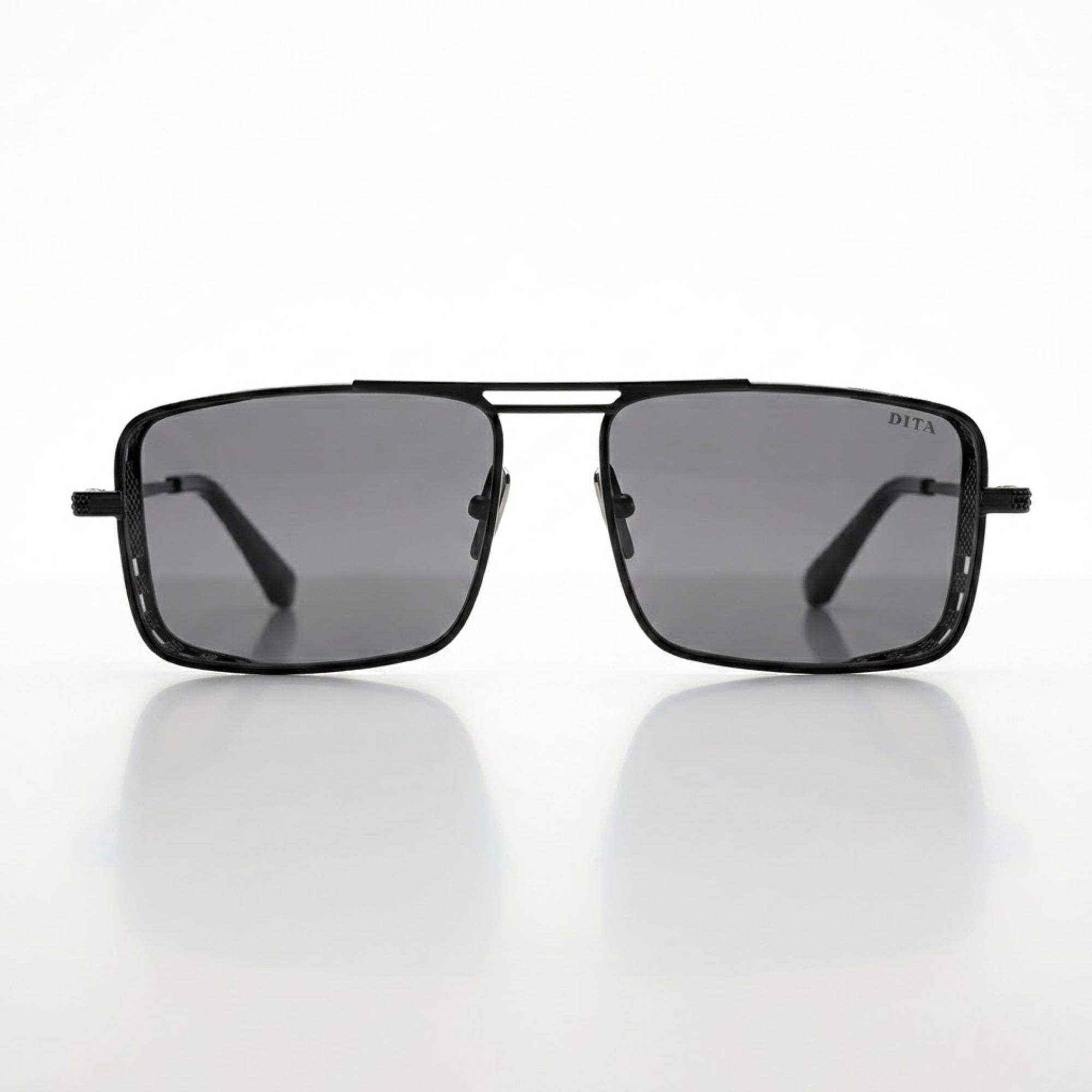 Vincent Chase Square Grey Lens Black Metal Sunglasses – Unisex