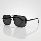 Vincent Chase Square Grey Lens Black Metal Sunglasses – Unisex