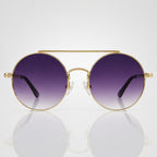 Retro Round Purple Gradient Gold Metal Sunglasses – Women