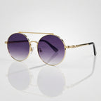 Retro Round Purple Gradient Gold Metal Sunglasses – Women