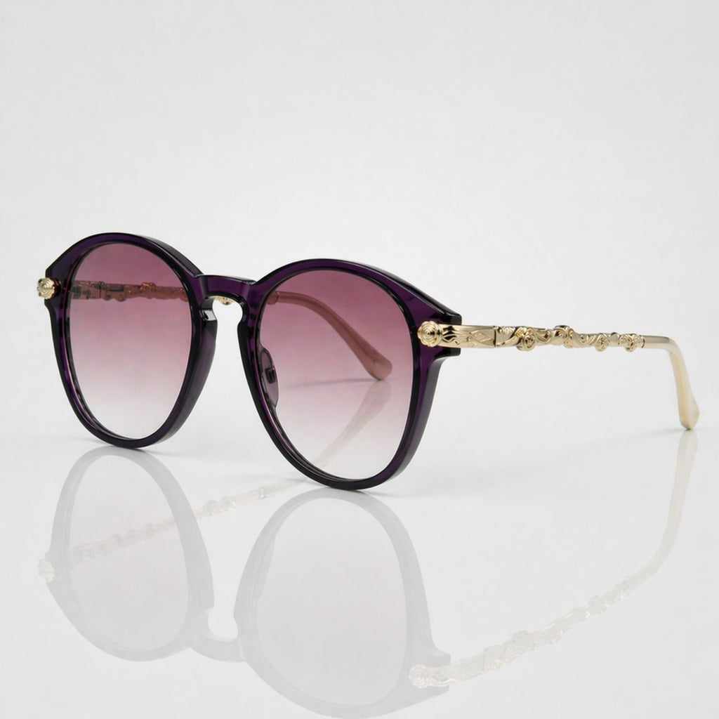 LOF Round Purple Gradient Designer Sunglasses – Women