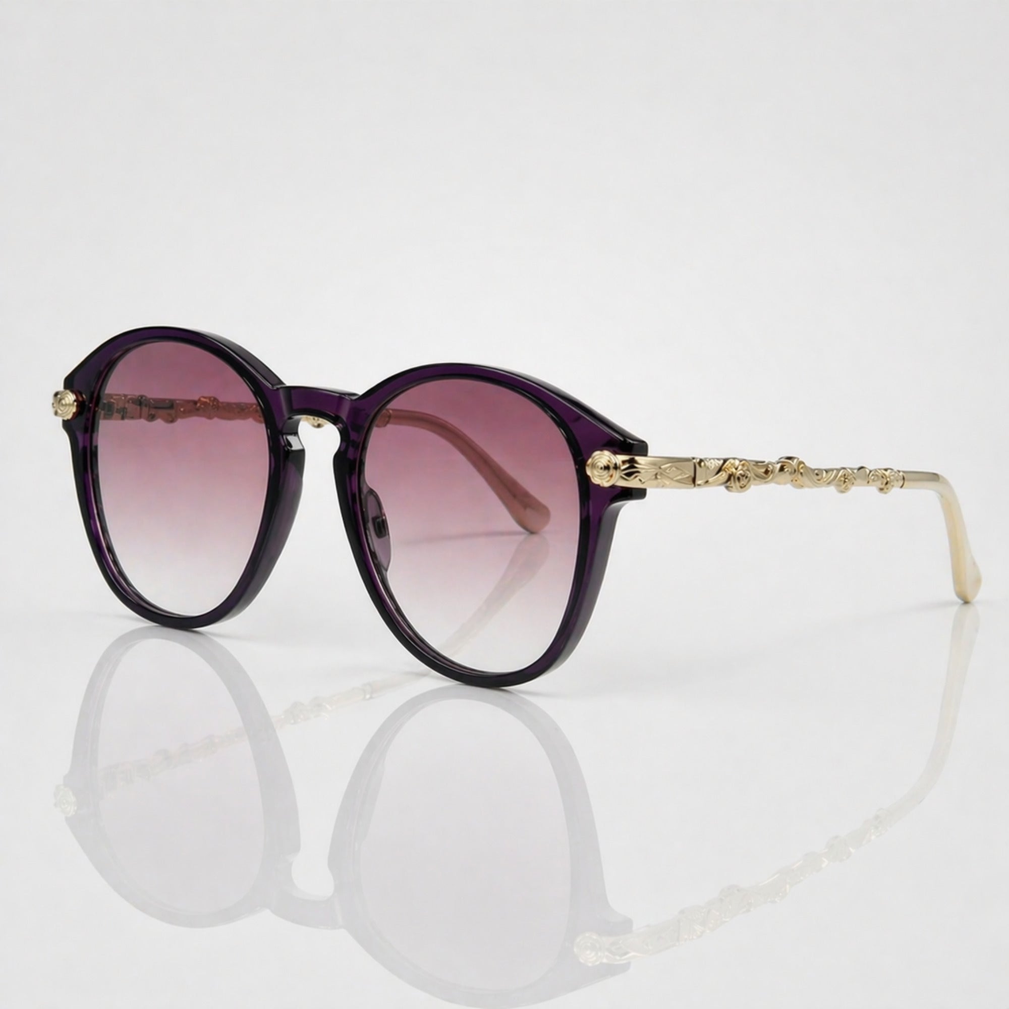LOF Round Purple Gradient Designer Sunglasses – Women