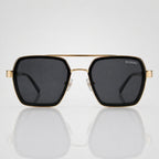 Square Black Lens Gold Square Aviator Sunglasses – Unisex