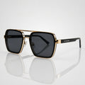 Square Black Lens Gold Square Aviator Sunglasses – Unisex