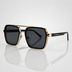 Square Black Lens Gold Square Aviator Sunglasses – Unisex